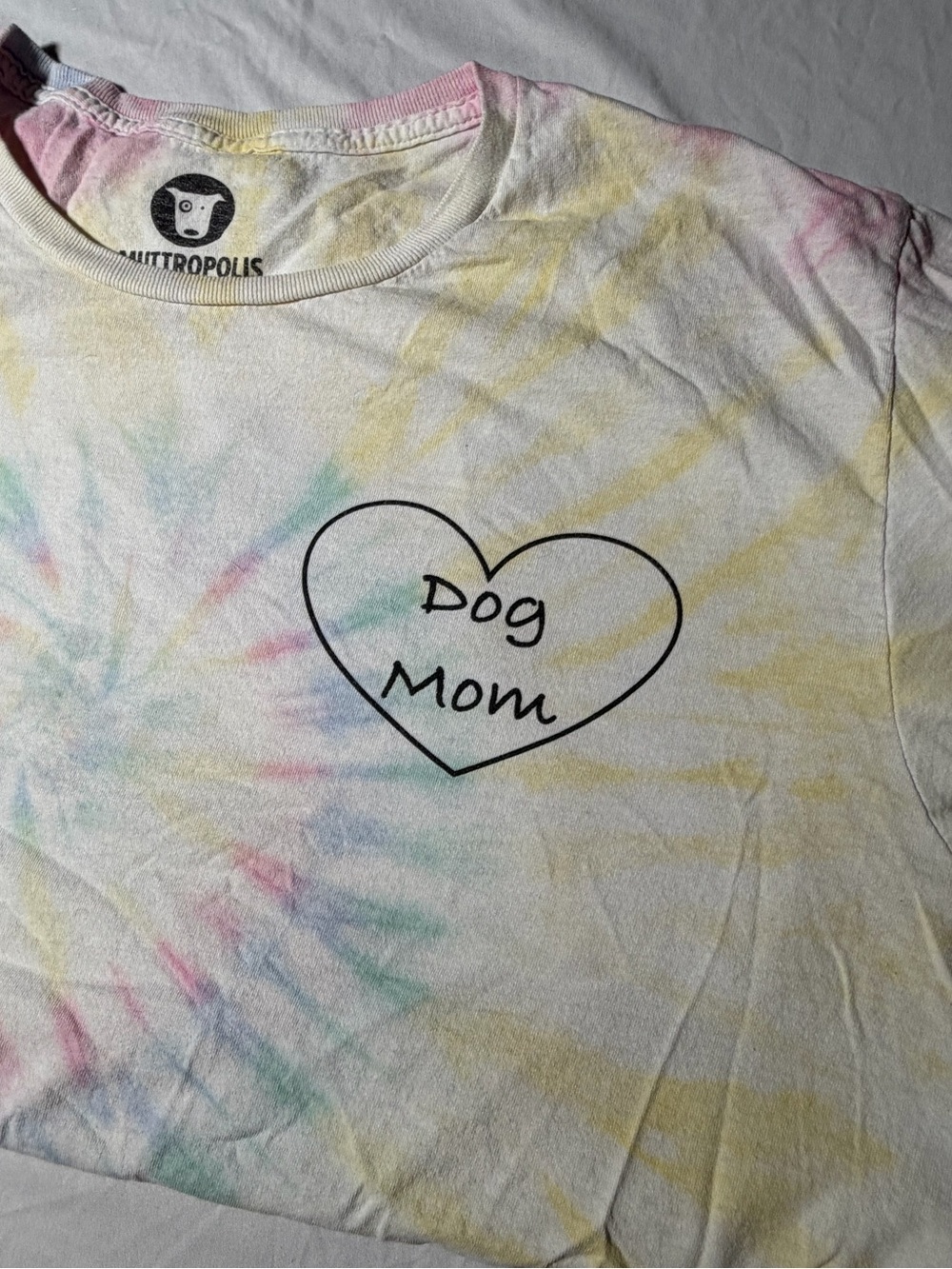 Dog Mom Muttropolis Graphic Women's Tie-Dye Cotton Crew Neck T-Shirt L